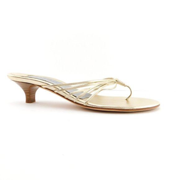 COLE HAAN Gold Strappy Thong Sandal from Italy 6.5 - Picture 3 of 6